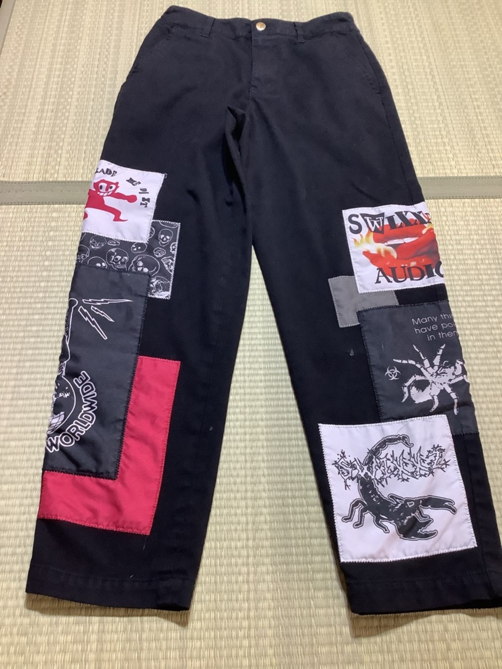 SWIXXZ Punk Patched Set Black Pants Size Small PUNK EMO GOTH Y2K